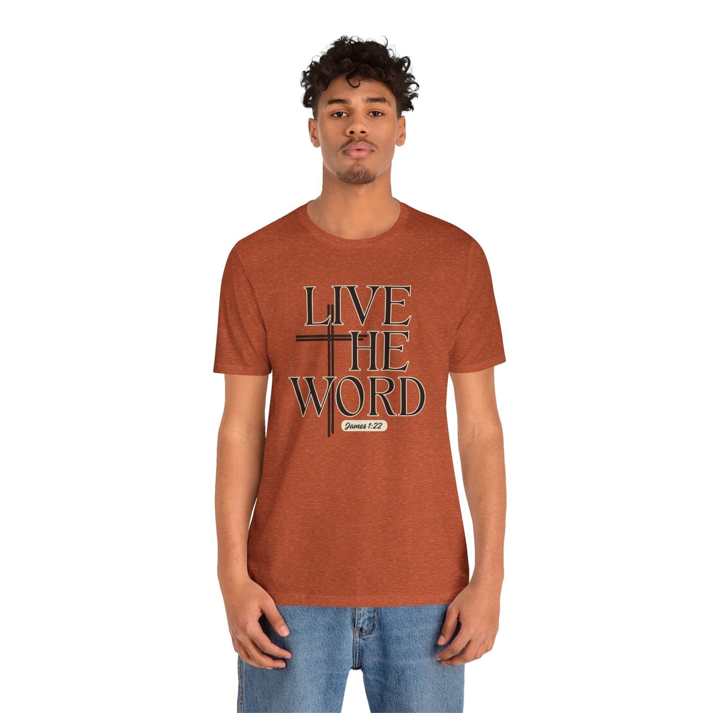 Live the Word Bella Canvas T-Shirt | James 1:22 Cross-Centered Edition