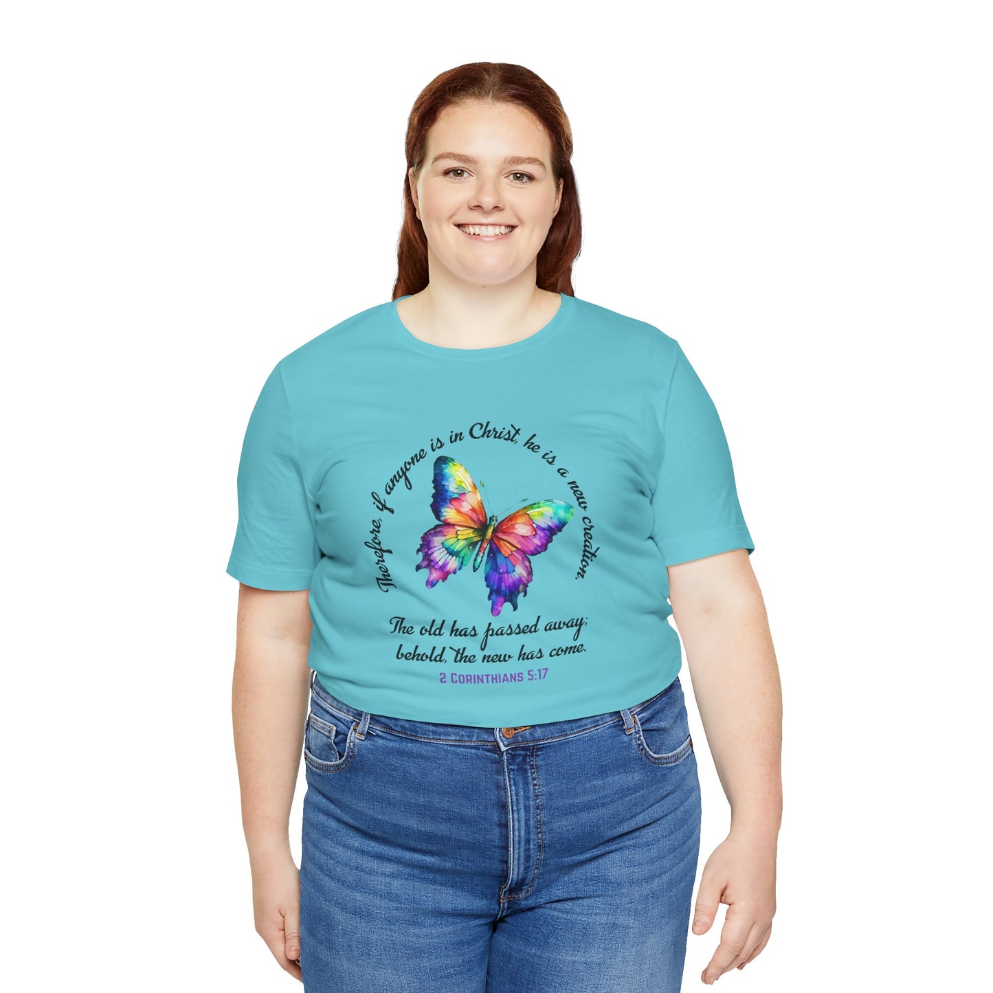 Butterfly New Creation Bella Canvas T‑Shirt - 2 Corinthians 5:17 Christian Faith Tee