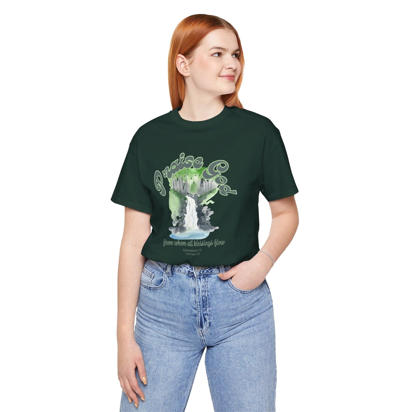 Praise God – Ephesians 1:3 & James 1:17 Blessings Flow T-Shirt (Watercolor Edition)