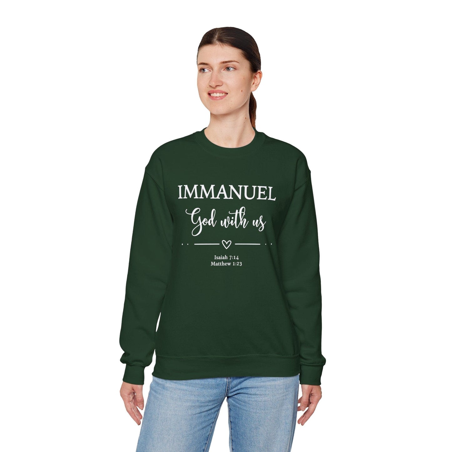 Immanuel God With Us Sweatshirt | Scripture Verse Apparel | Isaiah 7:14 & Matthew 1:23 | Cozy Faith Wear