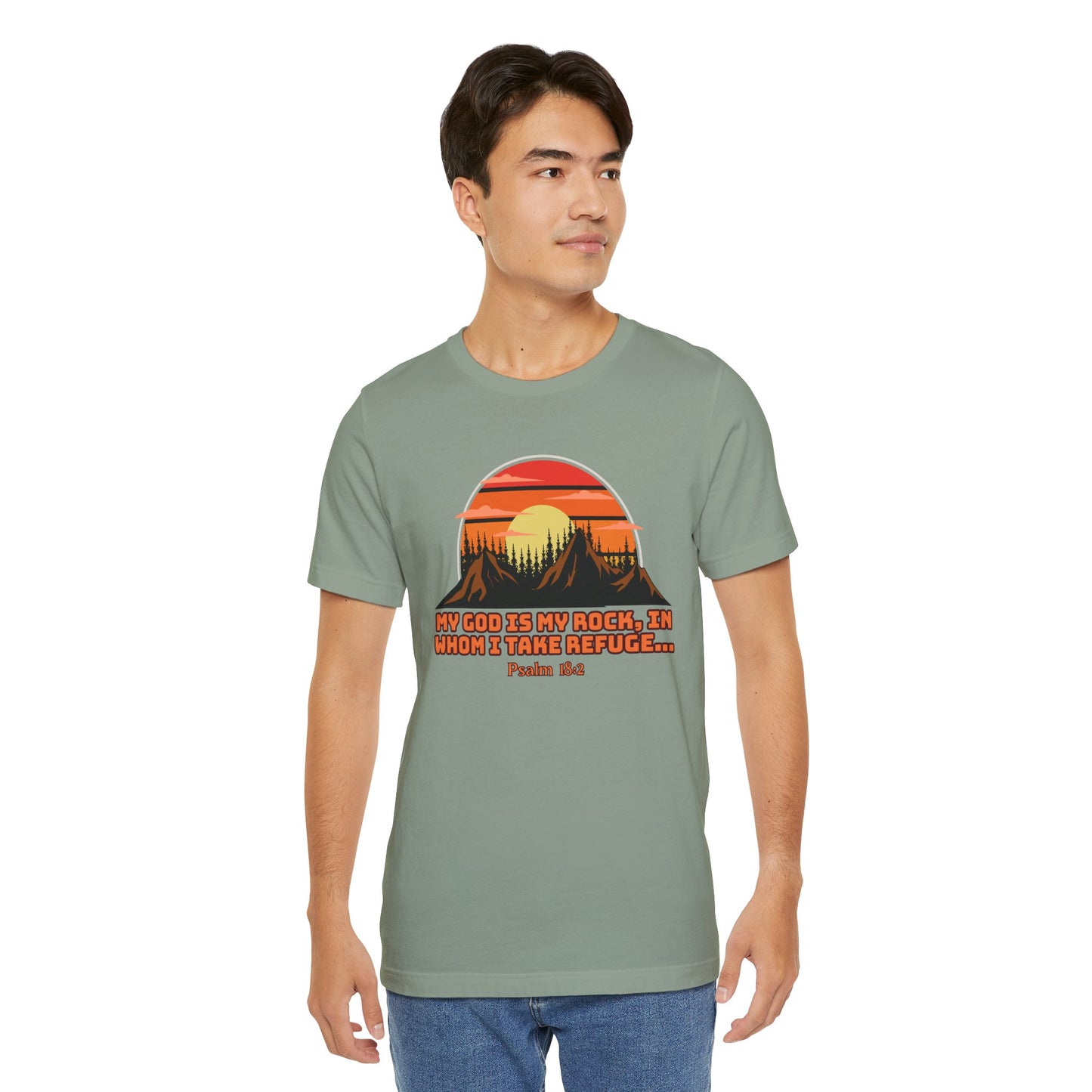 God Is My Rock Bella Canvas T-Shirt | Psalm 18:2 Scripture Art Tee