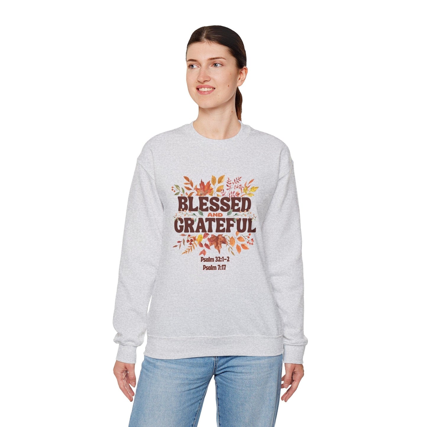 Blessed and Grateful | Christian Fall Sweatshirt Inspired by Psalm 7:17 & Psalm 32:1-2