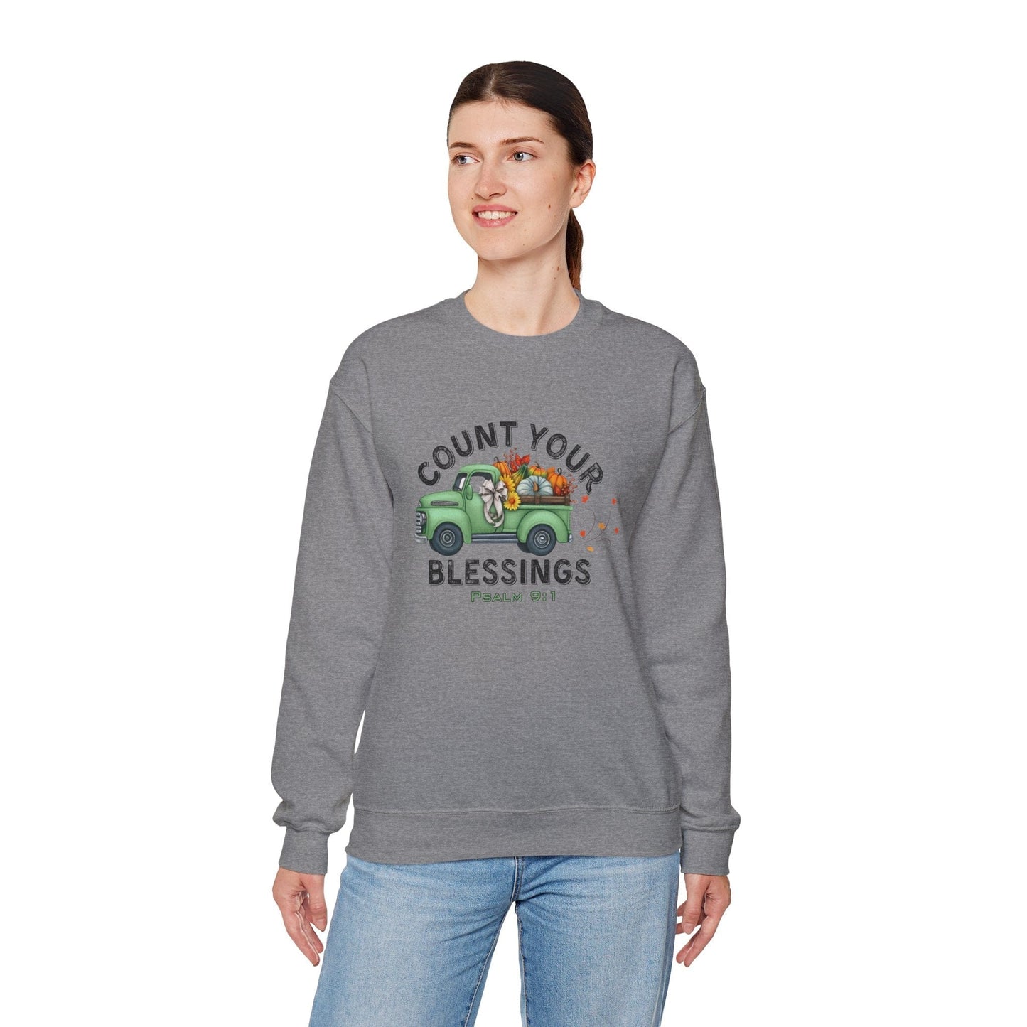 Count Your Blessings | Christian Vintage Fall Sweatshirt Inspired by Psalm 9:1