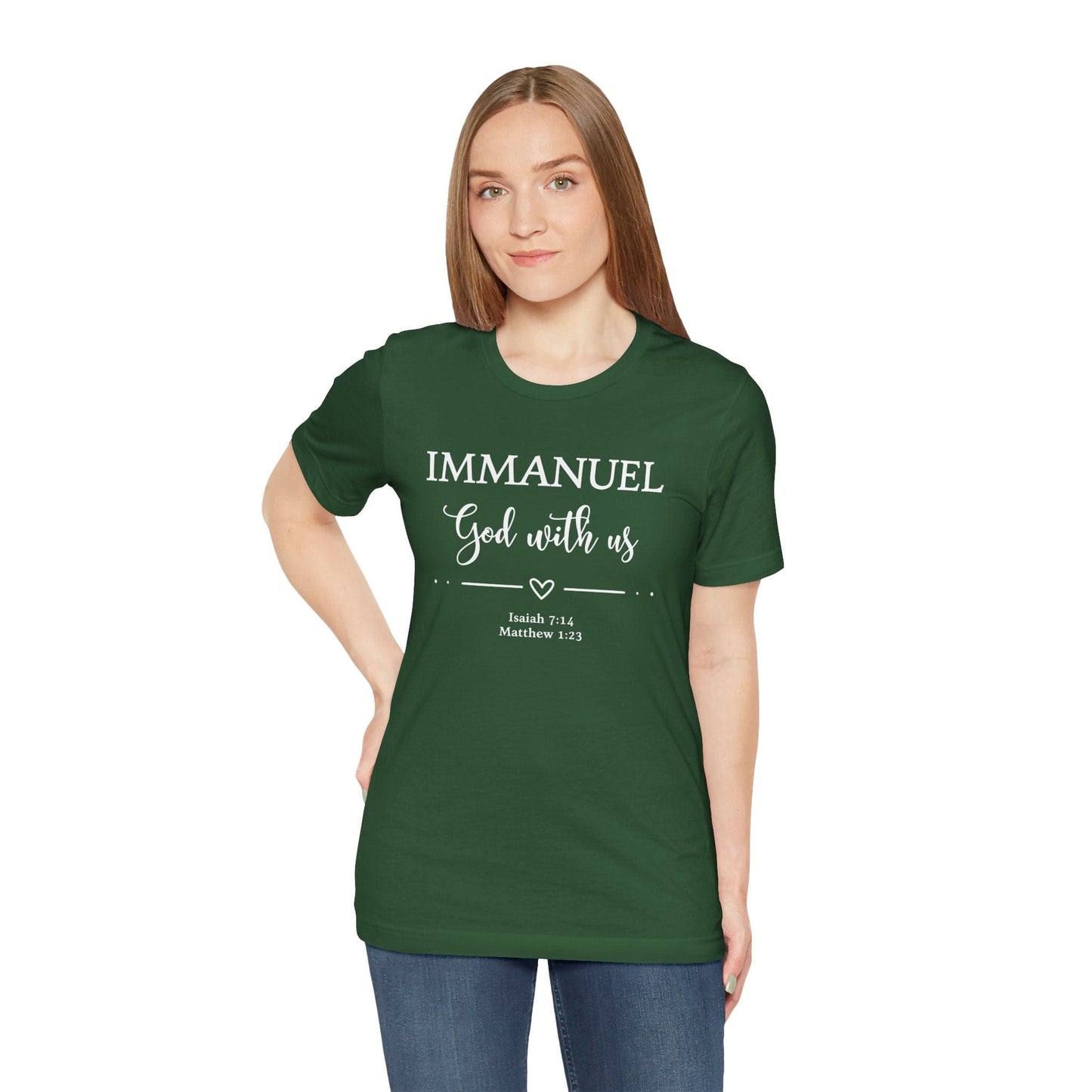 Immanuel God With Us Christian T-Shirt | Scripture Faith Tee | Isaiah 7:14 & Matthew 1:23