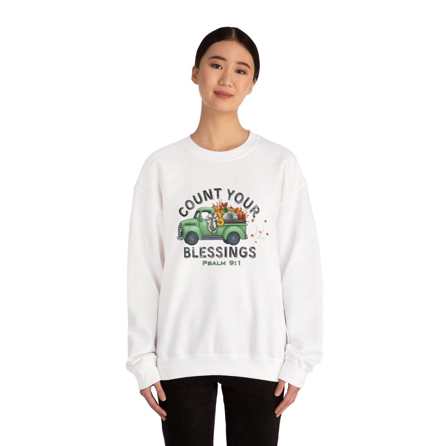 Count Your Blessings | Christian Vintage Fall Sweatshirt Inspired by Psalm 9:1