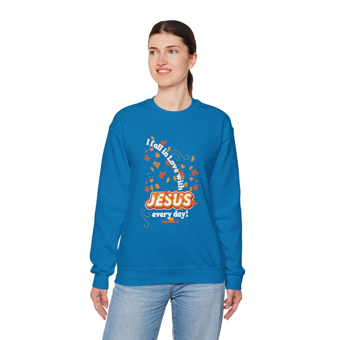 Fall in Love with Jesus Every Day Sweatshirt | Psalm 63:1-3 Autumn Design