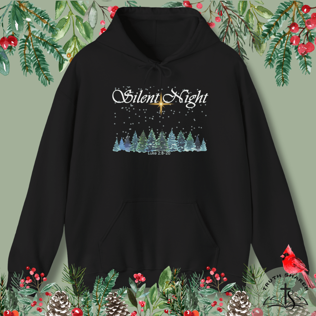 Silent Night Christmas Hoodie – Luke 2:8-20 Scripture Design