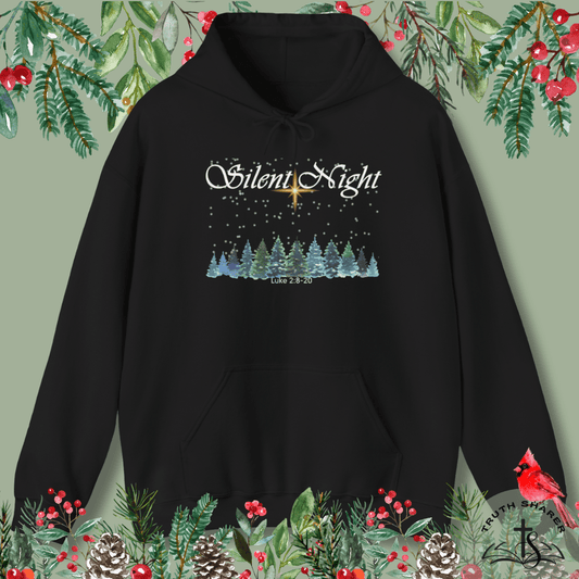 Silent Night Christmas Hoodie – Luke 2:8-20 Scripture Design