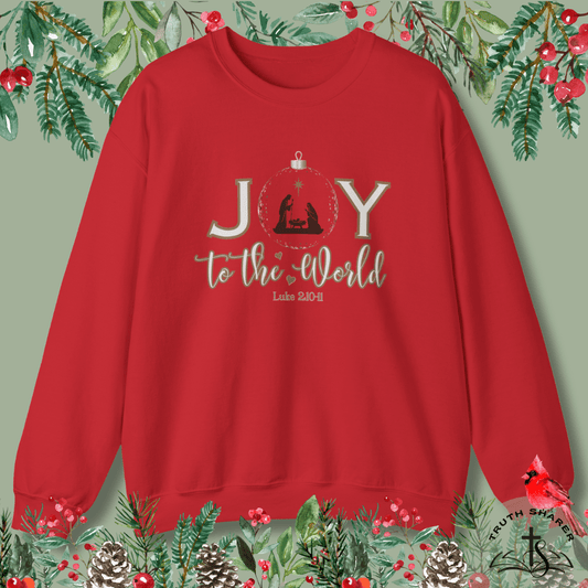 Joy to the World Crewneck Sweatshirt | Luke 2:10-11 Nativity Christmas Design