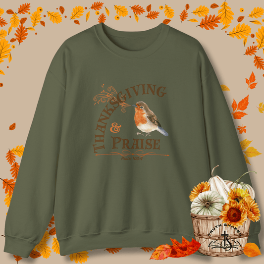 Thanksgiving Praise Sweatshirt, Unisex Crewneck, Autumn Apparel, Seasonal Gift, Comfortable Sweatshirt, Fall Fashion