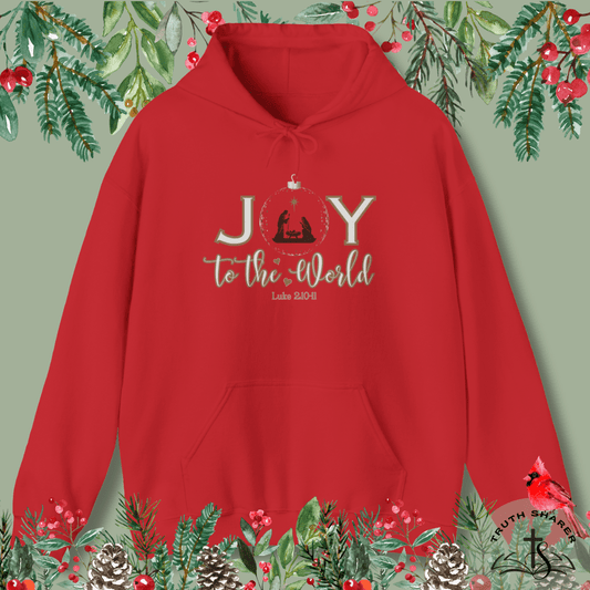 Joy to the World Hoodie | Luke 2:10-11 Nativity Christmas Design