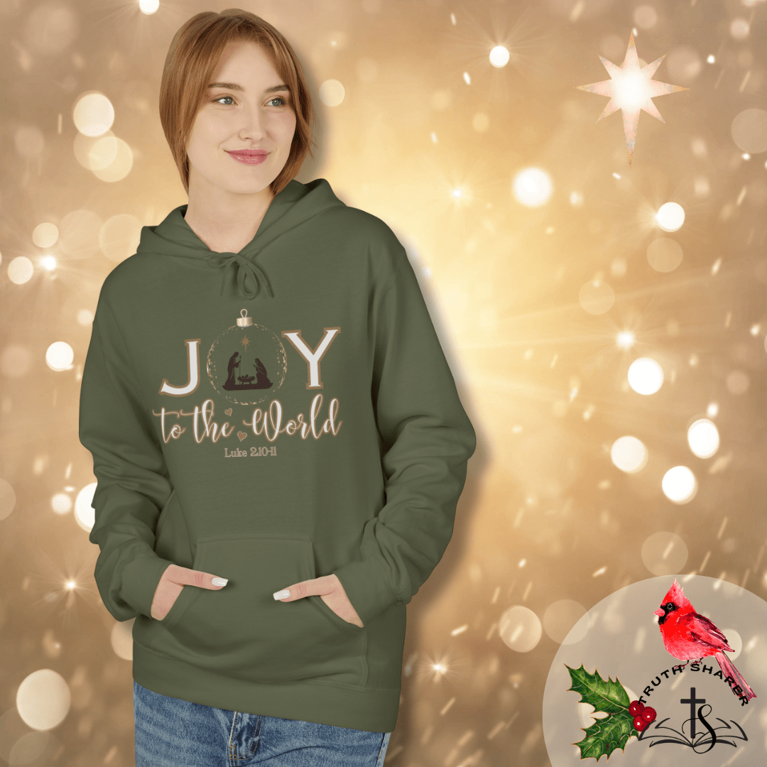 Joy to the World Hoodie | Luke 2:10-11 Nativity Christmas Design