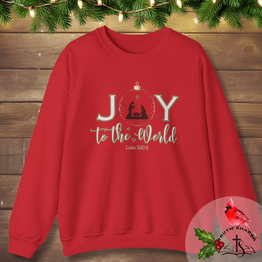 Joy to the World Crewneck Sweatshirt | Luke 2:10-11 Nativity Christmas Design