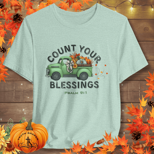 Count Your Blessings | Christian Vintage Fall T-Shirt Inspired by Psalm 9:1
