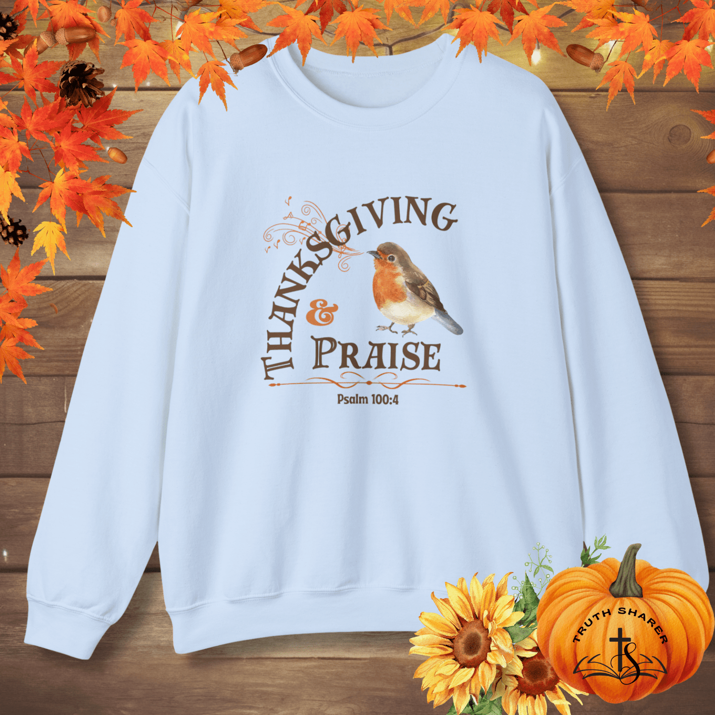 Thanksgiving & Praise Psalm 100:4 Hoodie | Autumn Christian Design