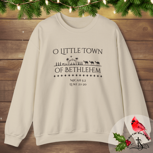 Bethlehem Nativity Crewneck | Christian Christmas Sweatshirt | Micah 5:2 & Luke 2:1–20 | Truth Sharer Faith Apparel