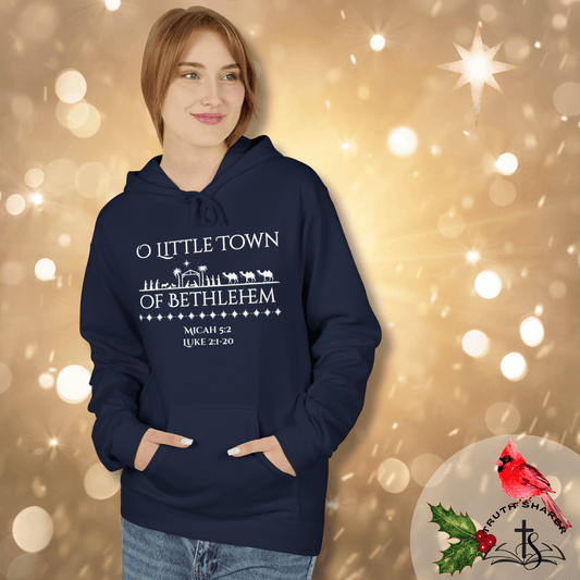 Bethlehem Nativity Hoodie | Christian Christmas Hoodie | Micah 5:2 & Luke 2:1–20 | Truth Sharer Faith Wea