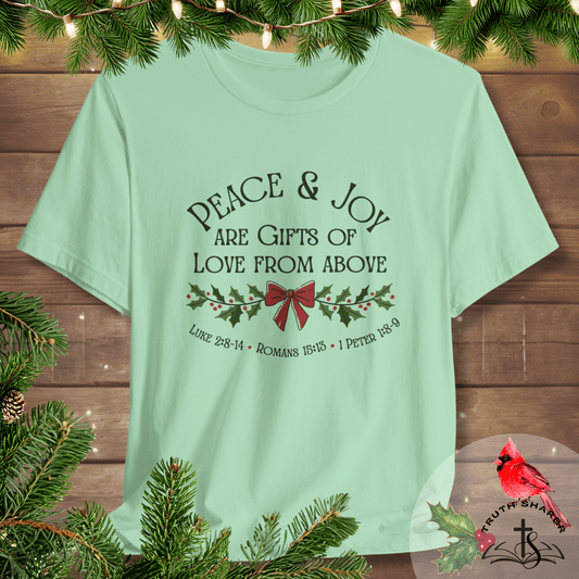 Peace and Joy Bella Canvas Christian Christmas T-Shirt | Faith-Inspired Holiday Tee