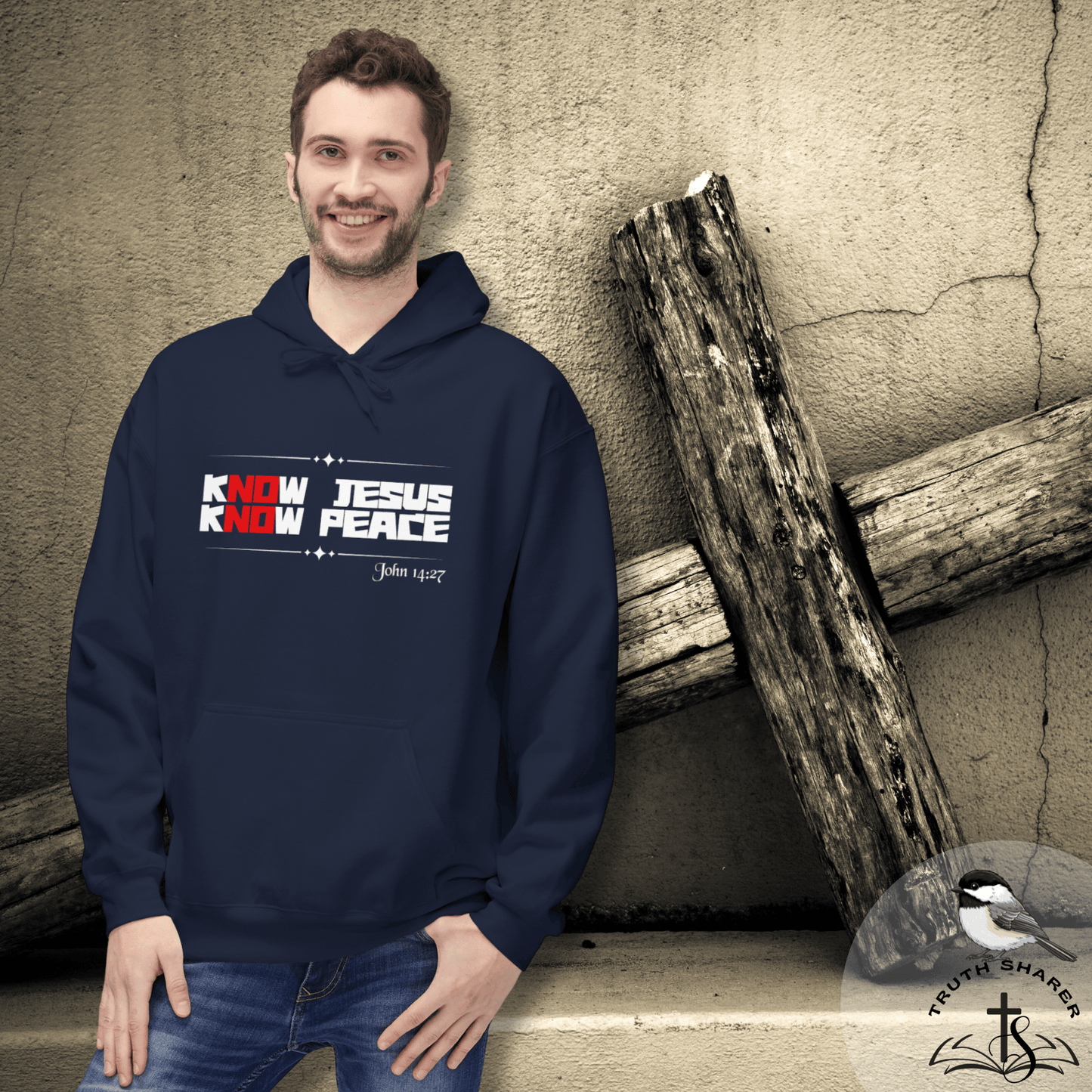 kNOw Jesus kNOw Peace John 14:27 Hoodie — Christian Faith Graphic Pullover