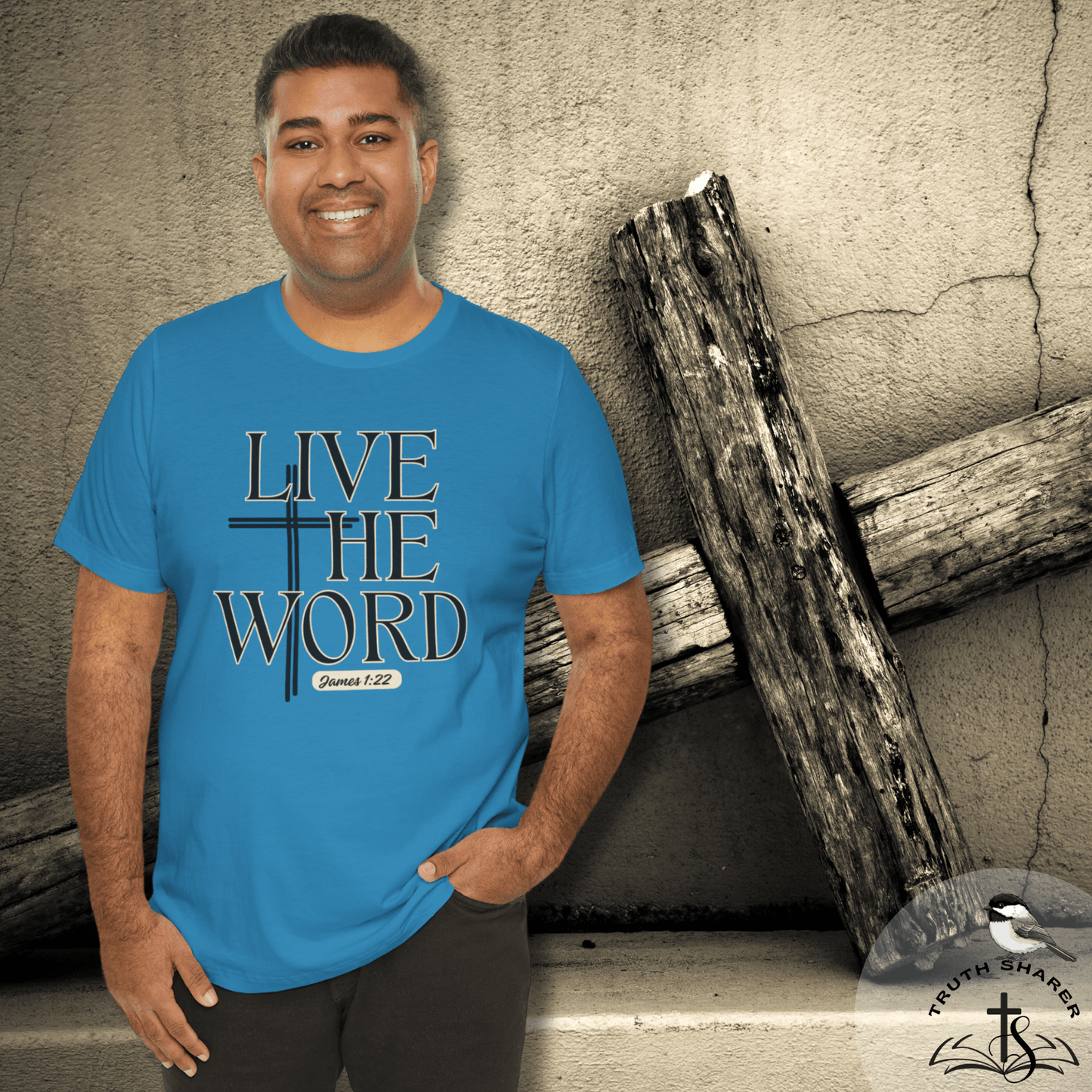 Live the Word Bella Canvas T-Shirt | James 1:22 Cross-Centered Edition