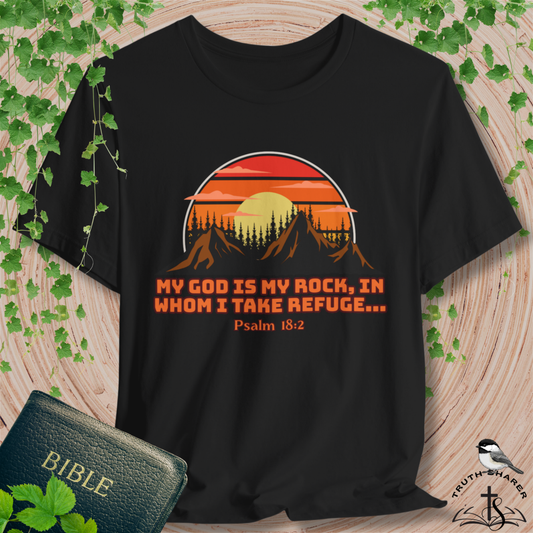 God Is My Rock Bella Canvas T-Shirt | Psalm 18:2 Scripture Art Tee