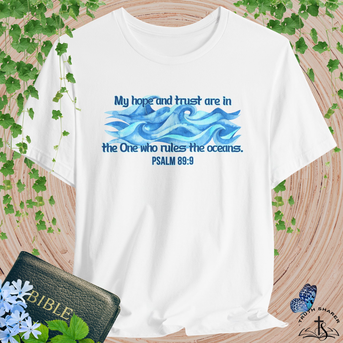 The One Who Rules the Oceans Bella Canvas T-Shirt | Psalm 89:9 Scripture Art Unisex Tee