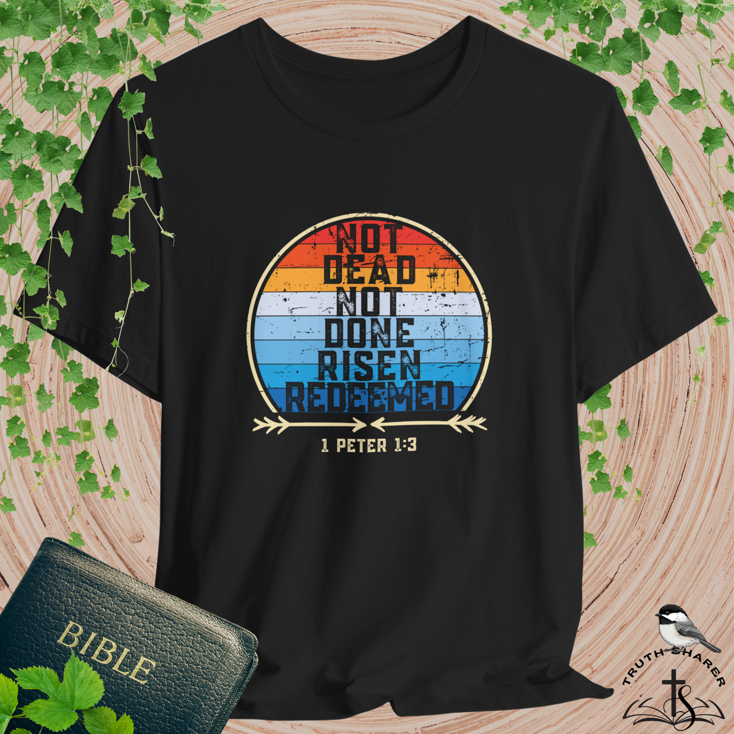 Risen & Redeemed Bella Canvas Vintage T-Shirt | 1 Peter Unisex Christian Tee