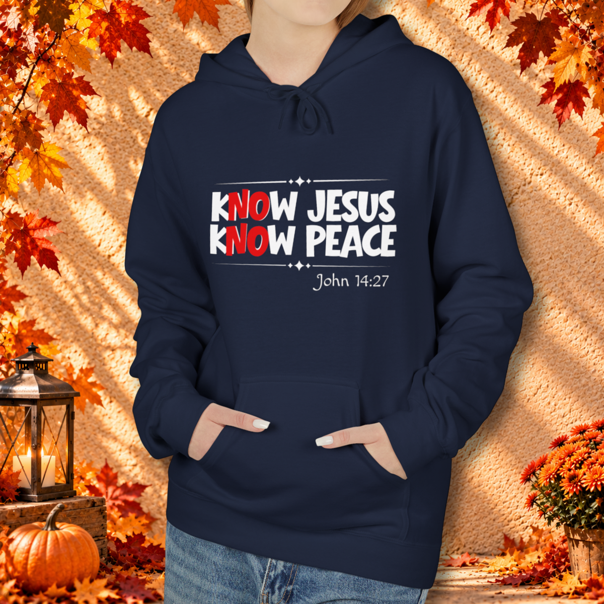 kNOw Jesus kNOw Peace Premium Hoodie | John 14:27 Christian Graphic Pullover