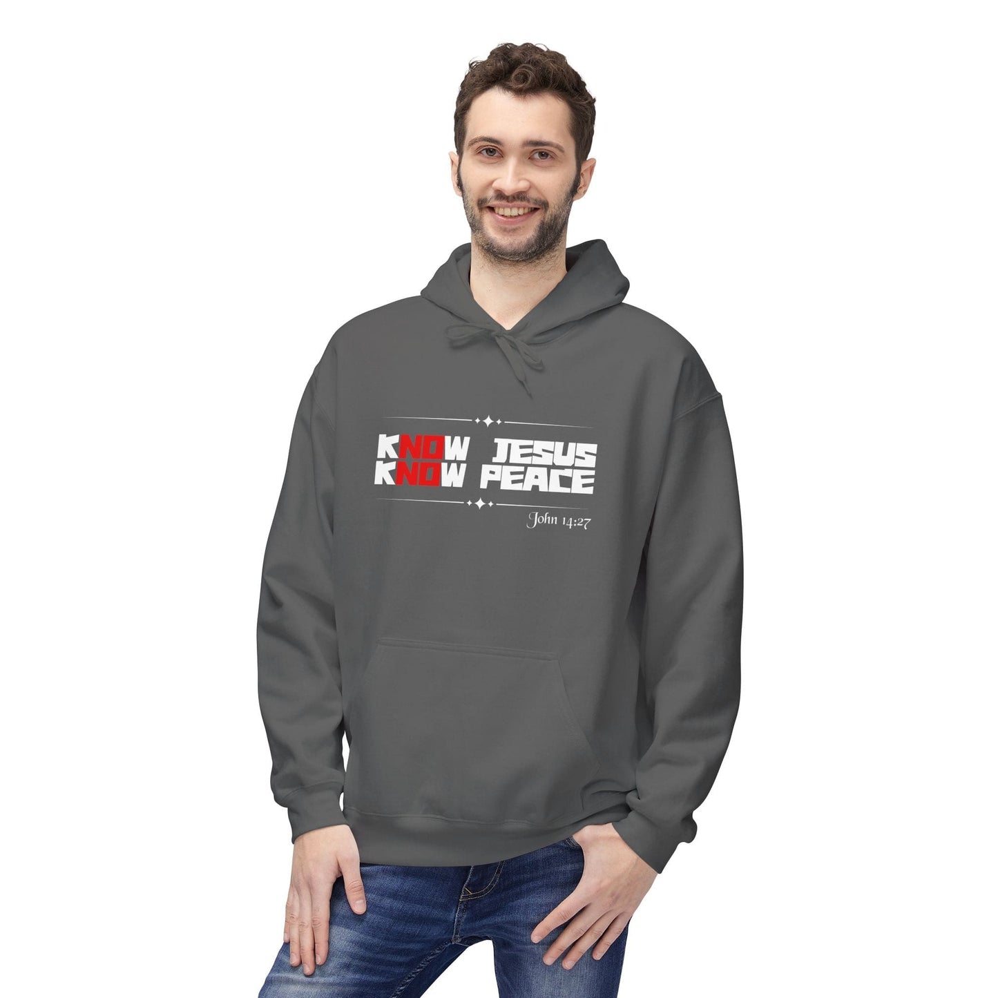 kNOw Jesus kNOw Peace John 14:27 Hoodie — Christian Faith Graphic Pullover