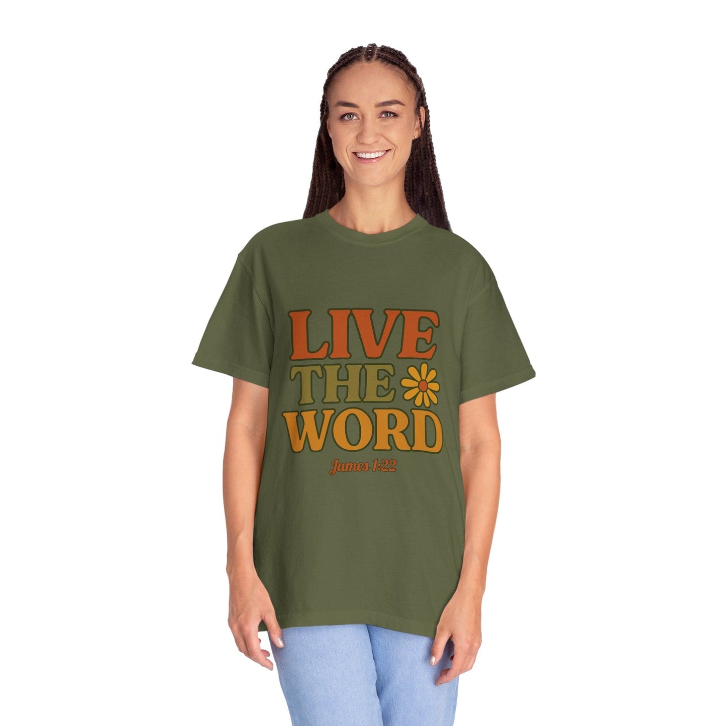 Live the Word Comfort Colors T-Shirt | James 1:22 Faith in Full Bloom Edition