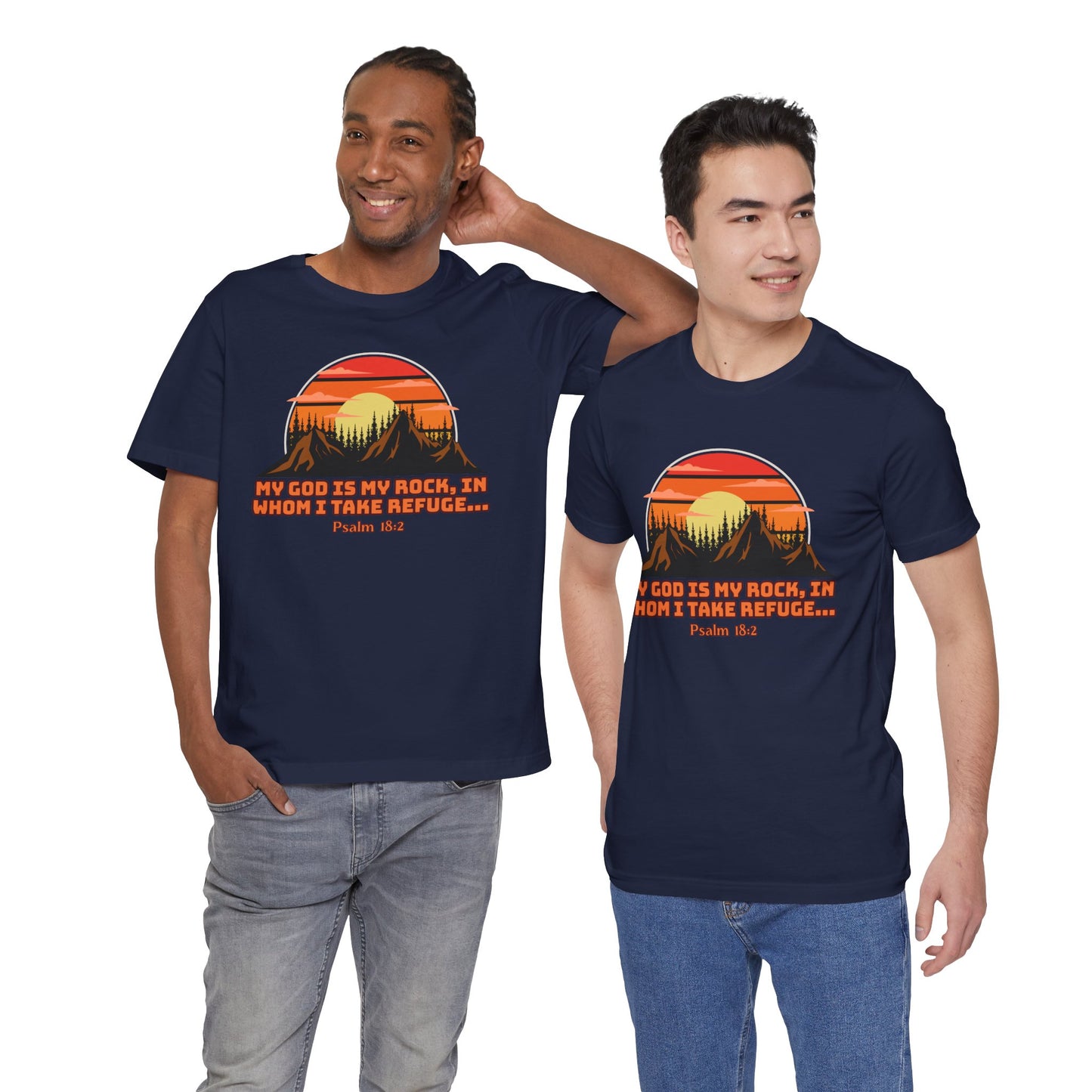 God Is My Rock Bella Canvas T-Shirt | Psalm 18:2 Scripture Art Tee