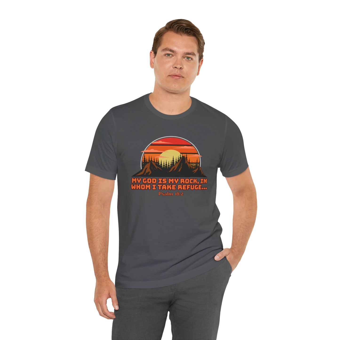 God Is My Rock Bella Canvas T-Shirt | Psalm 18:2 Scripture Art Tee