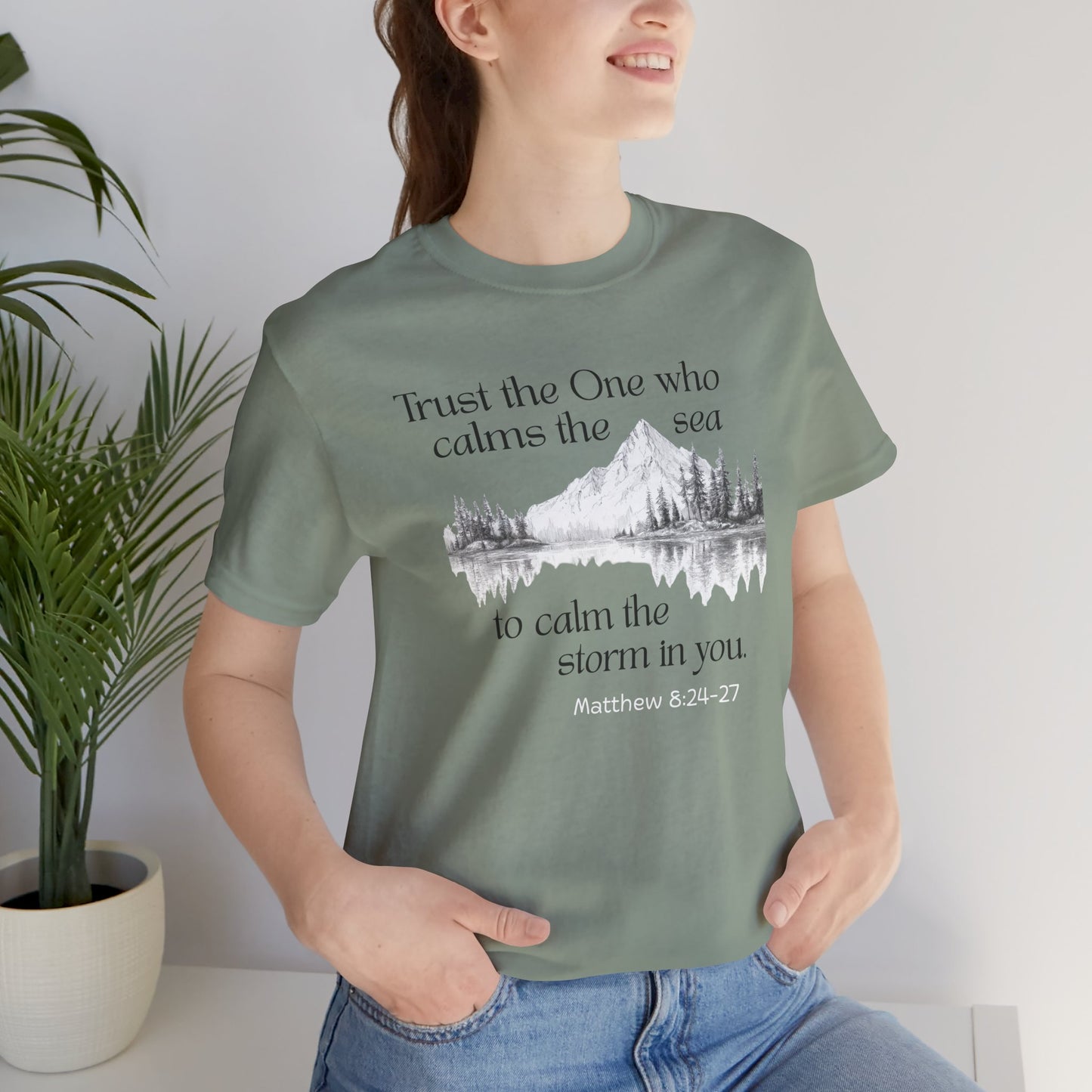 Calms the Storm Bella Canvas T-Shirt | Matthew 8:24-27 Scripture Tee
