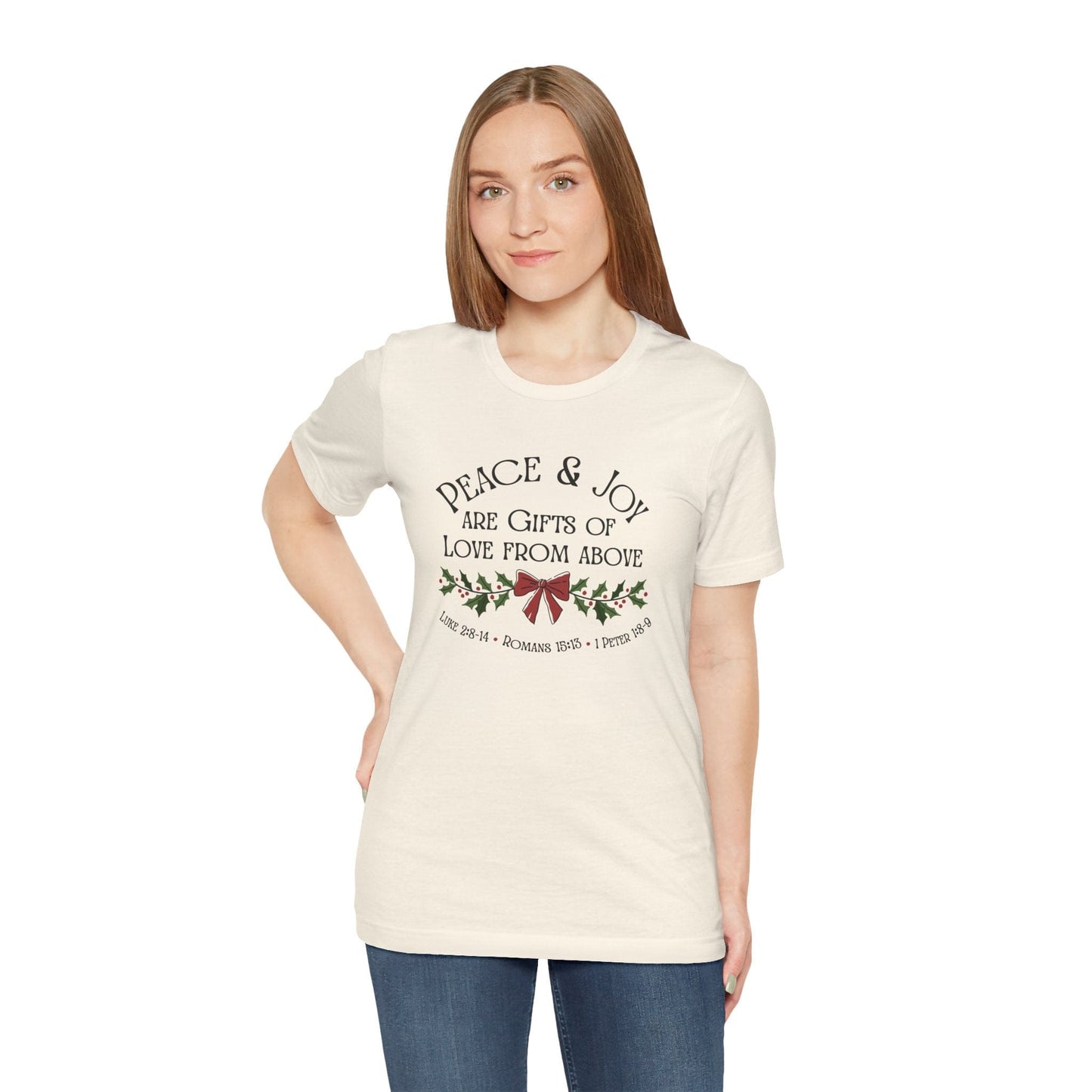 Peace and Joy Bella Canvas Christian Christmas T-Shirt | Faith-Inspired Holiday Tee