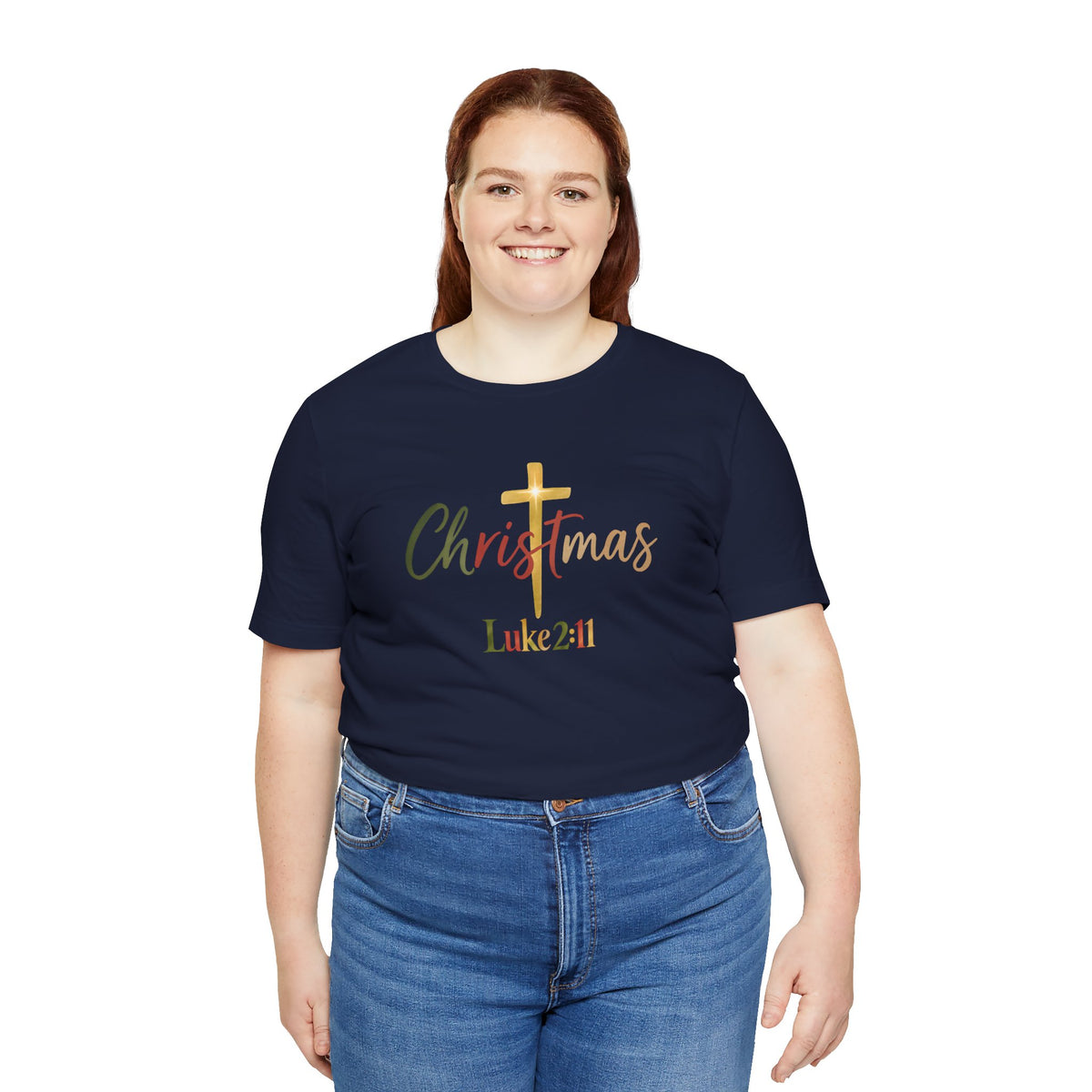 A Savior Is Born Christmas Cross Bella Canvas T-Shirt | Luke 2:11 Christian Tee