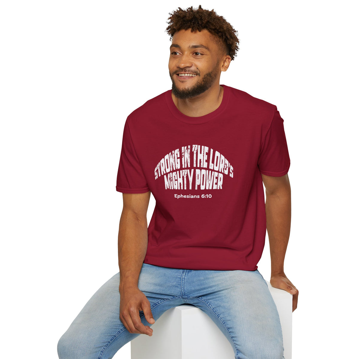Strong In The Lord's Power Gildan Softstyle T-Shirt | Ephesians 6:10 Bible Verse Tee