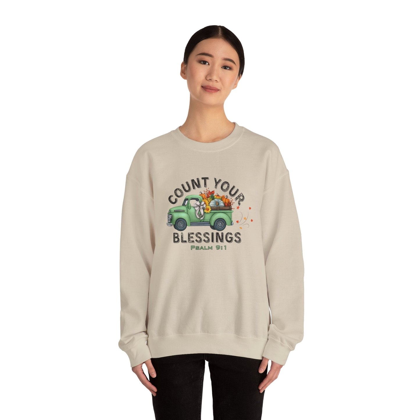 Count Your Blessings | Christian Vintage Fall Sweatshirt Inspired by Psalm 9:1