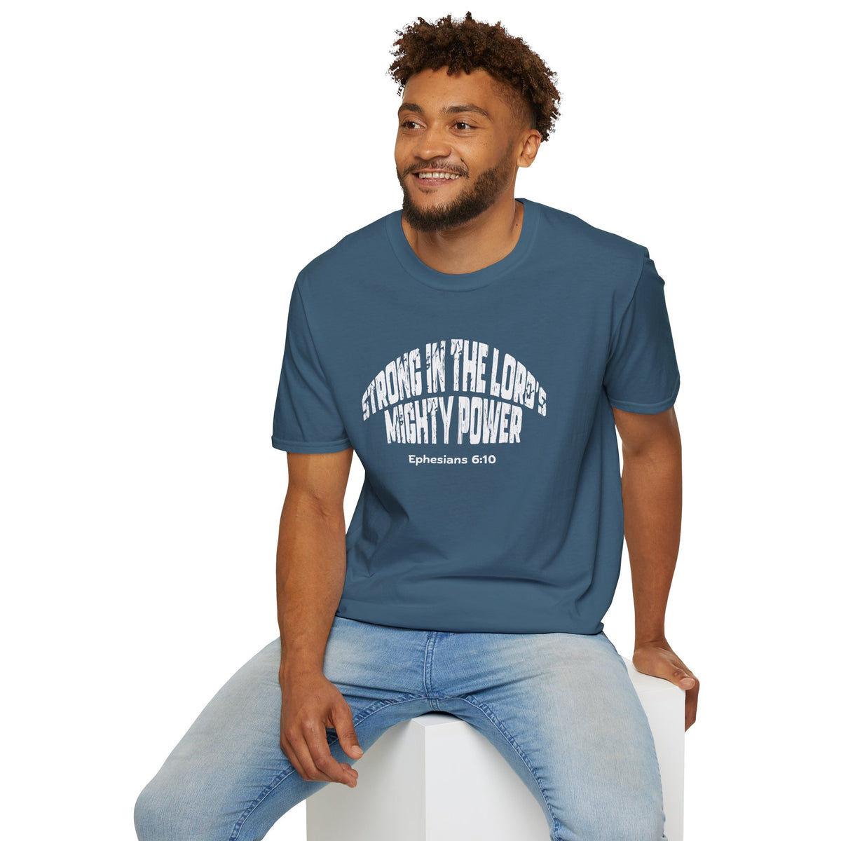 Strong In The Lord's Power Gildan Softstyle T-Shirt | Ephesians 6:10 Bible Verse Tee