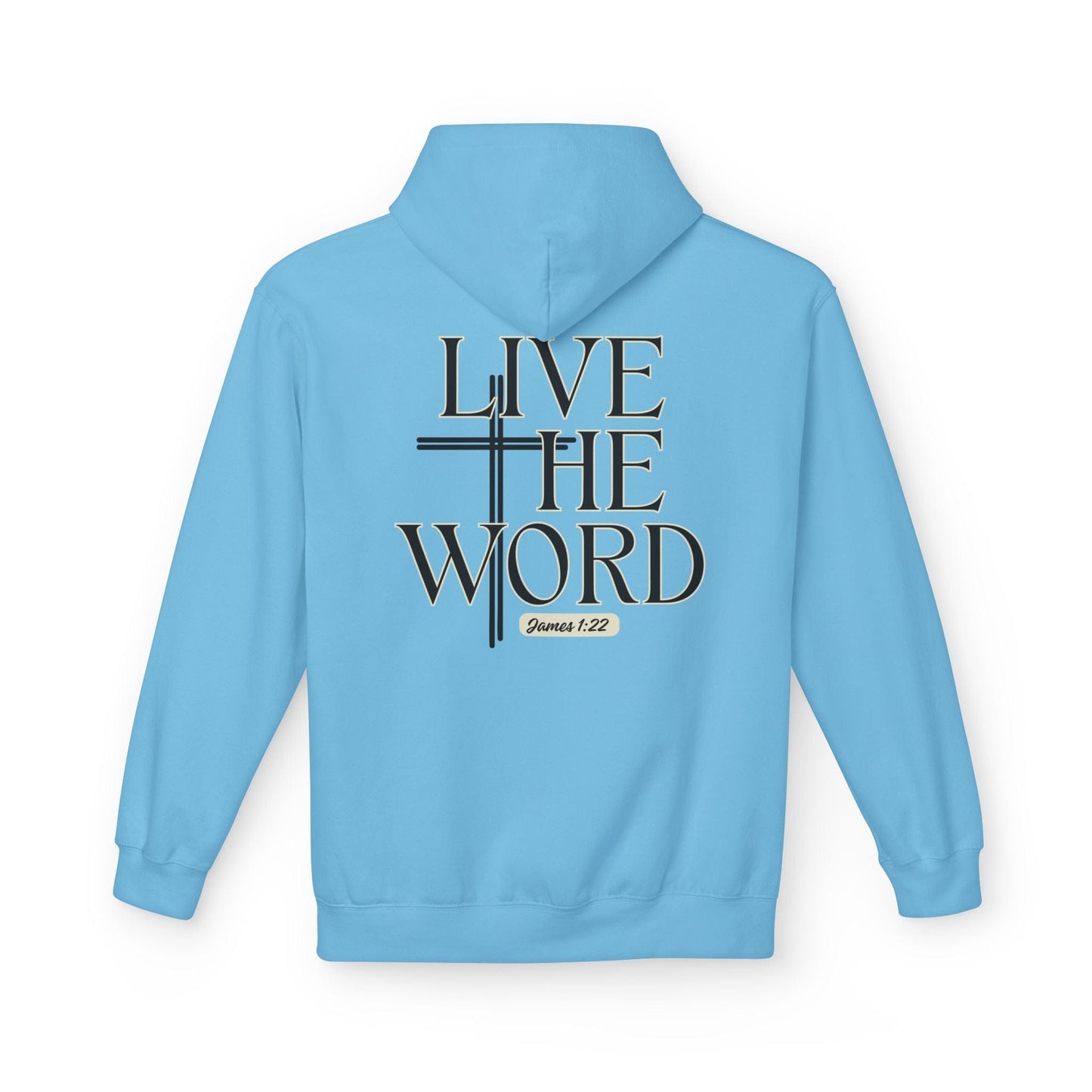 Live the Word Men’s Hoodie | James 1:22 Christian Cross Edition