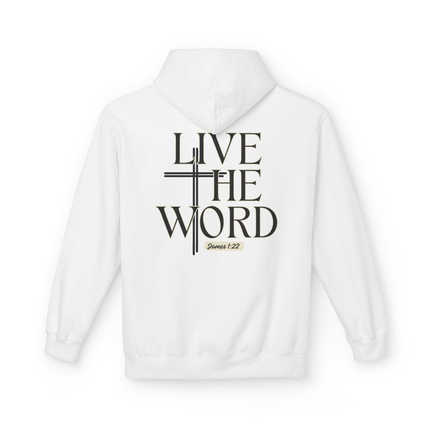 Live the Word Men’s Hoodie | James 1:22 Christian Cross Edition