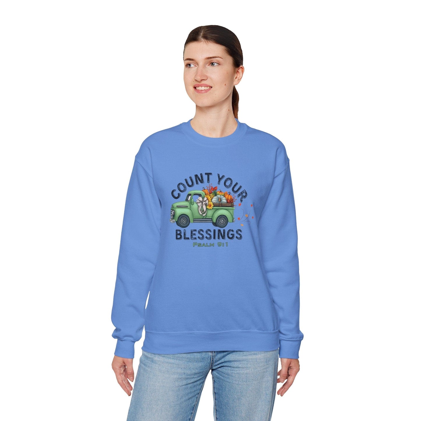 Count Your Blessings | Christian Vintage Fall Sweatshirt Inspired by Psalm 9:1