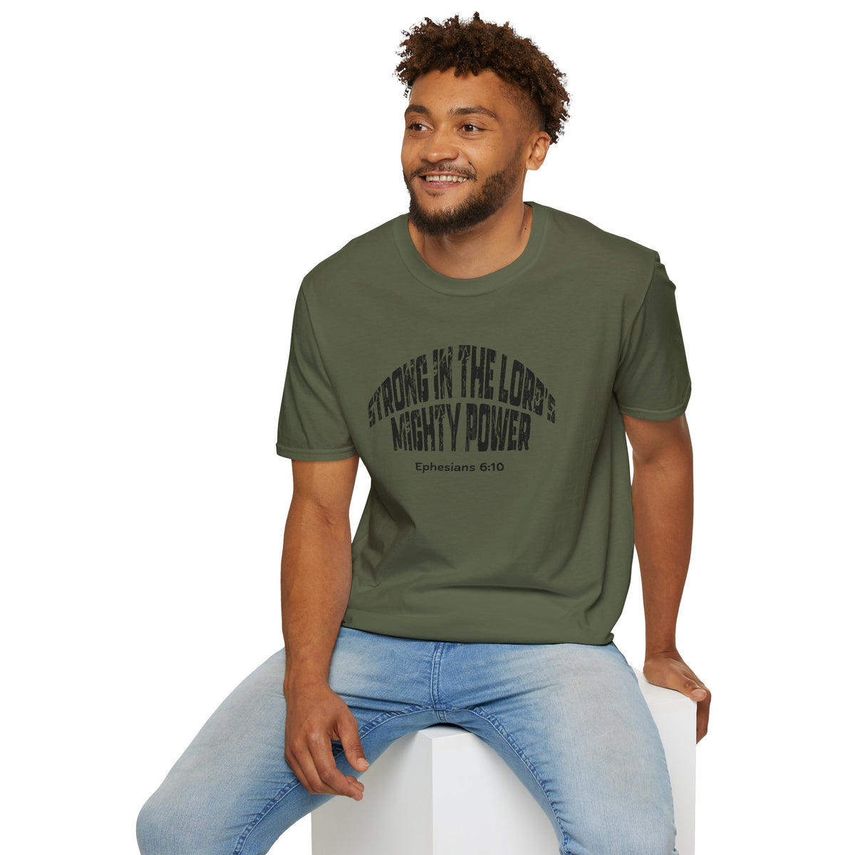 Strong In The Lord's Power Gildan Softstyle T-Shirt | Ephesians 6:10 Bible Verse Tee