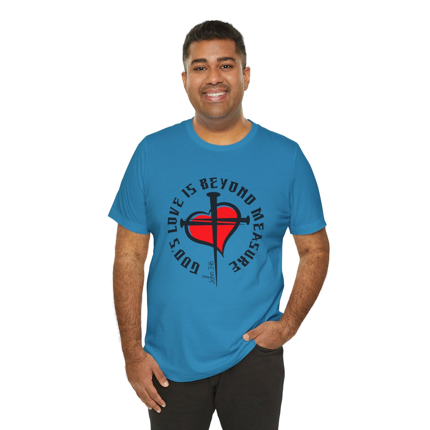 Love Beyond Measure Nail Cross Bella Canvas T-Shirt | John 3:16 Unisex Scripture Art Tee