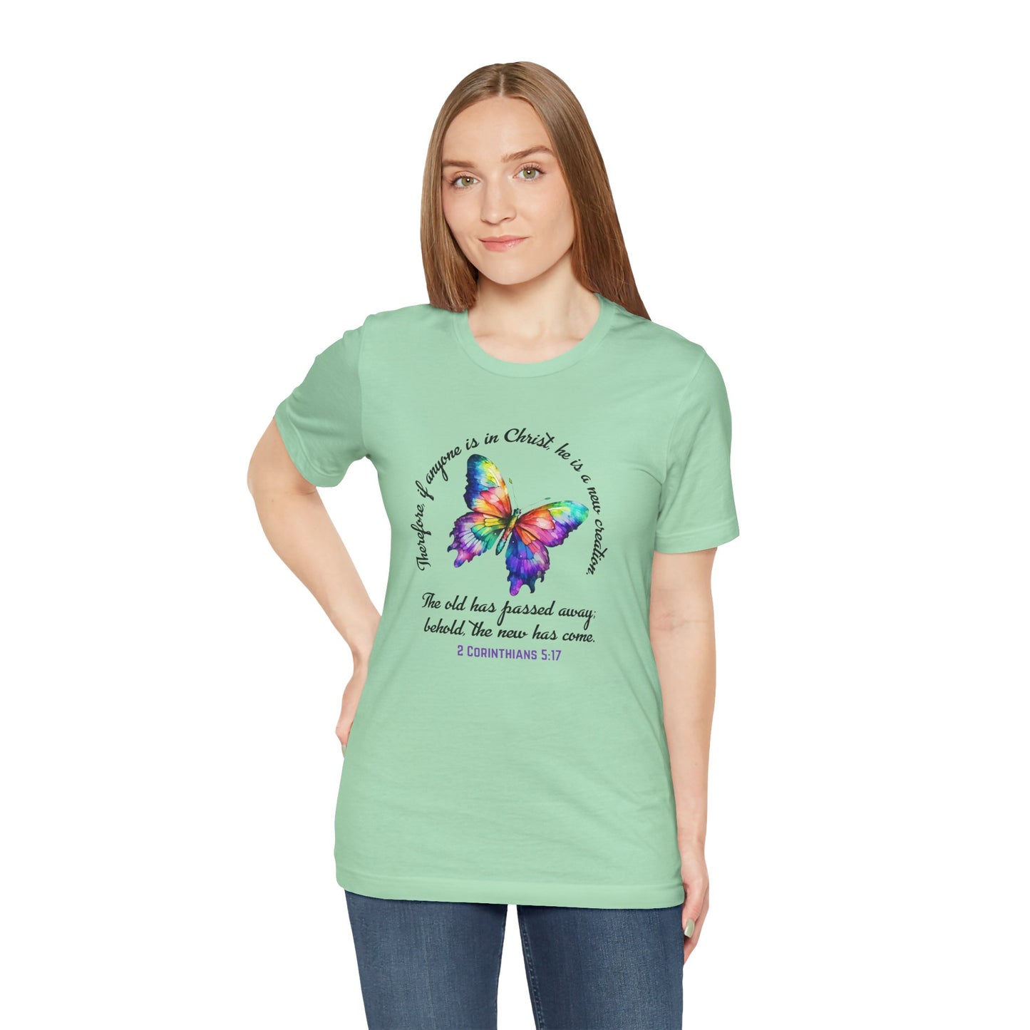 Butterfly New Creation Bella Canvas T‑Shirt - 2 Corinthians 5:17 Christian Faith Tee