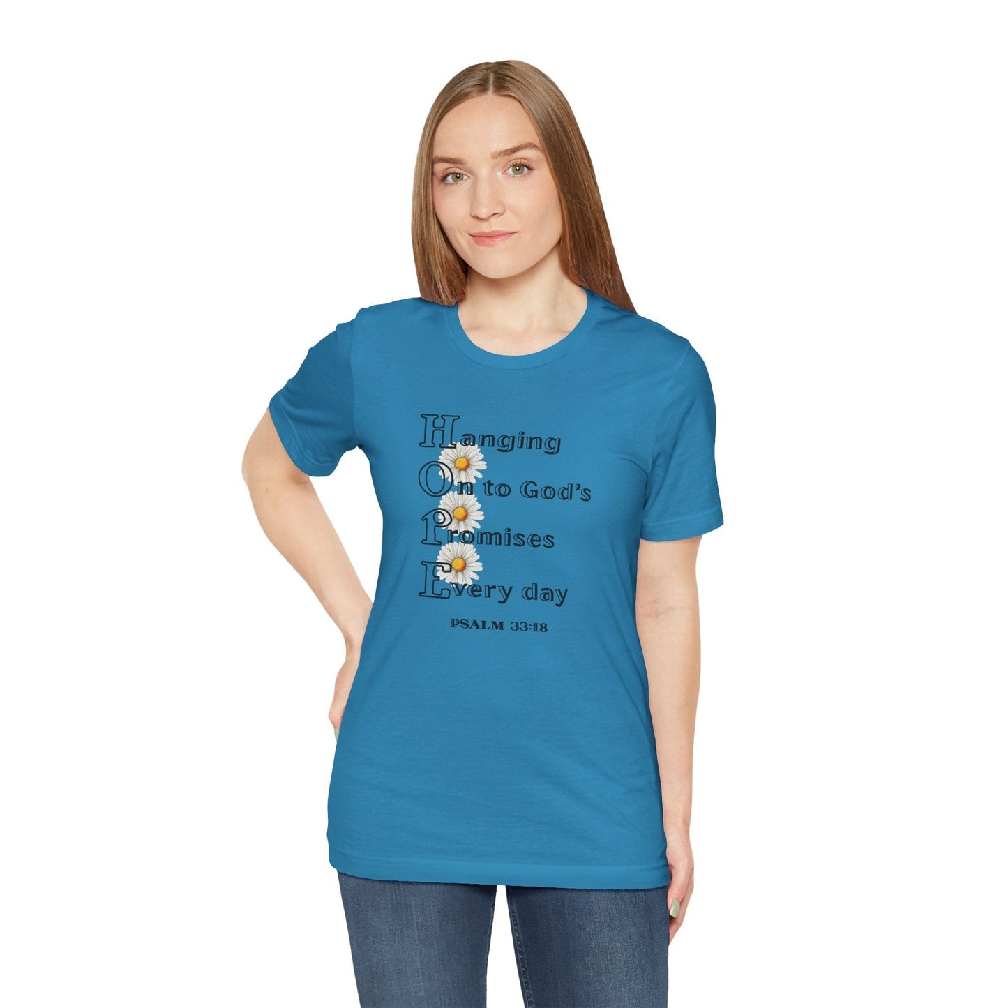 HOPE Acrostic Daisy Bella Canvas T-Shirt – Psalm 33:18 Christian Tee