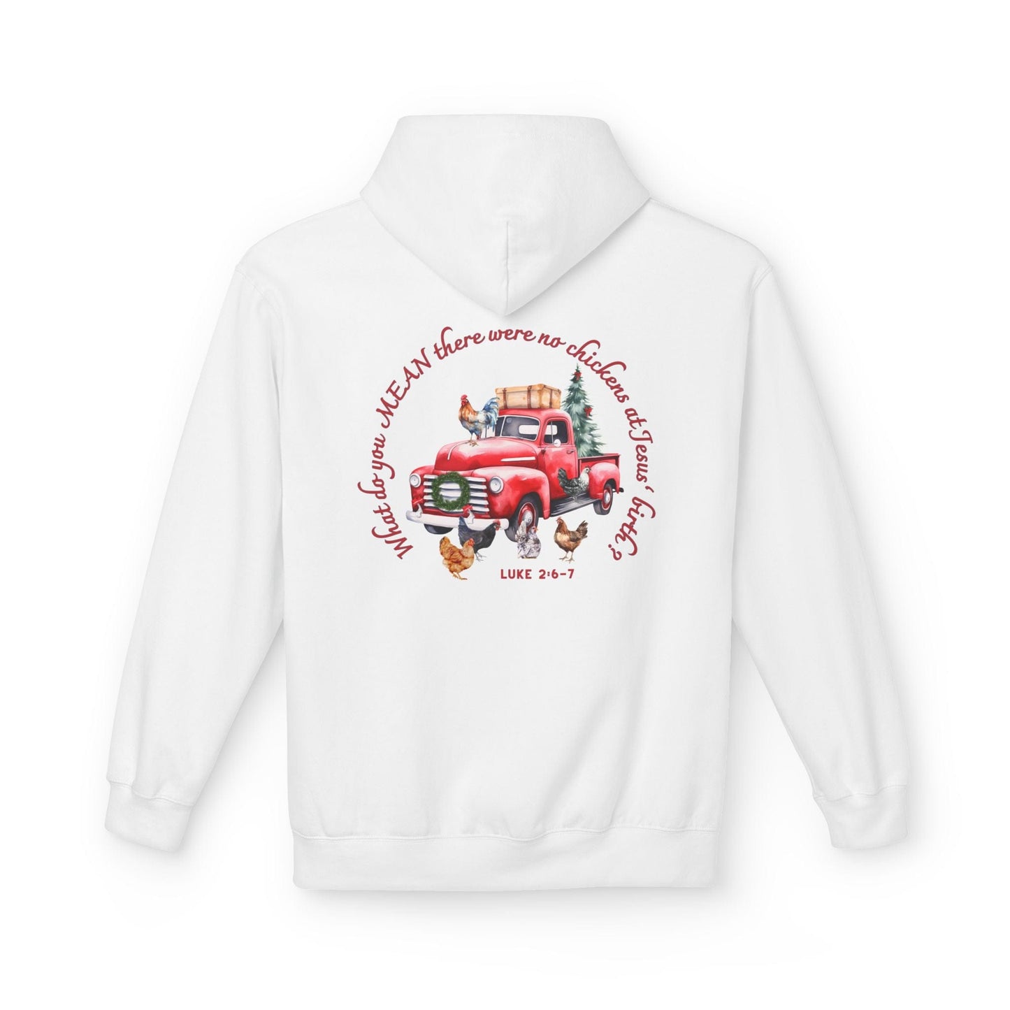 Funny Christmas Hoodie – “What...No Chickens at Jesus’ Birth?” | Luke 2:6–7