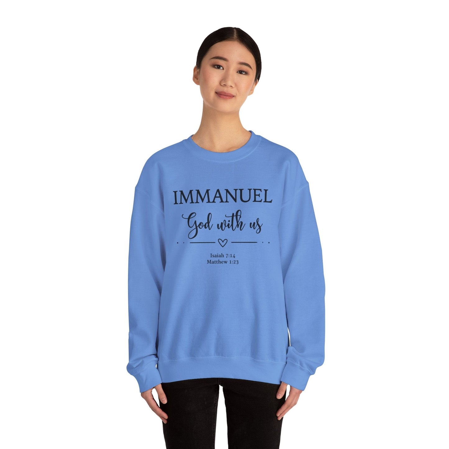 Immanuel God With Us Sweatshirt | Scripture Verse Apparel | Isaiah 7:14 & Matthew 1:23 | Cozy Faith Wear