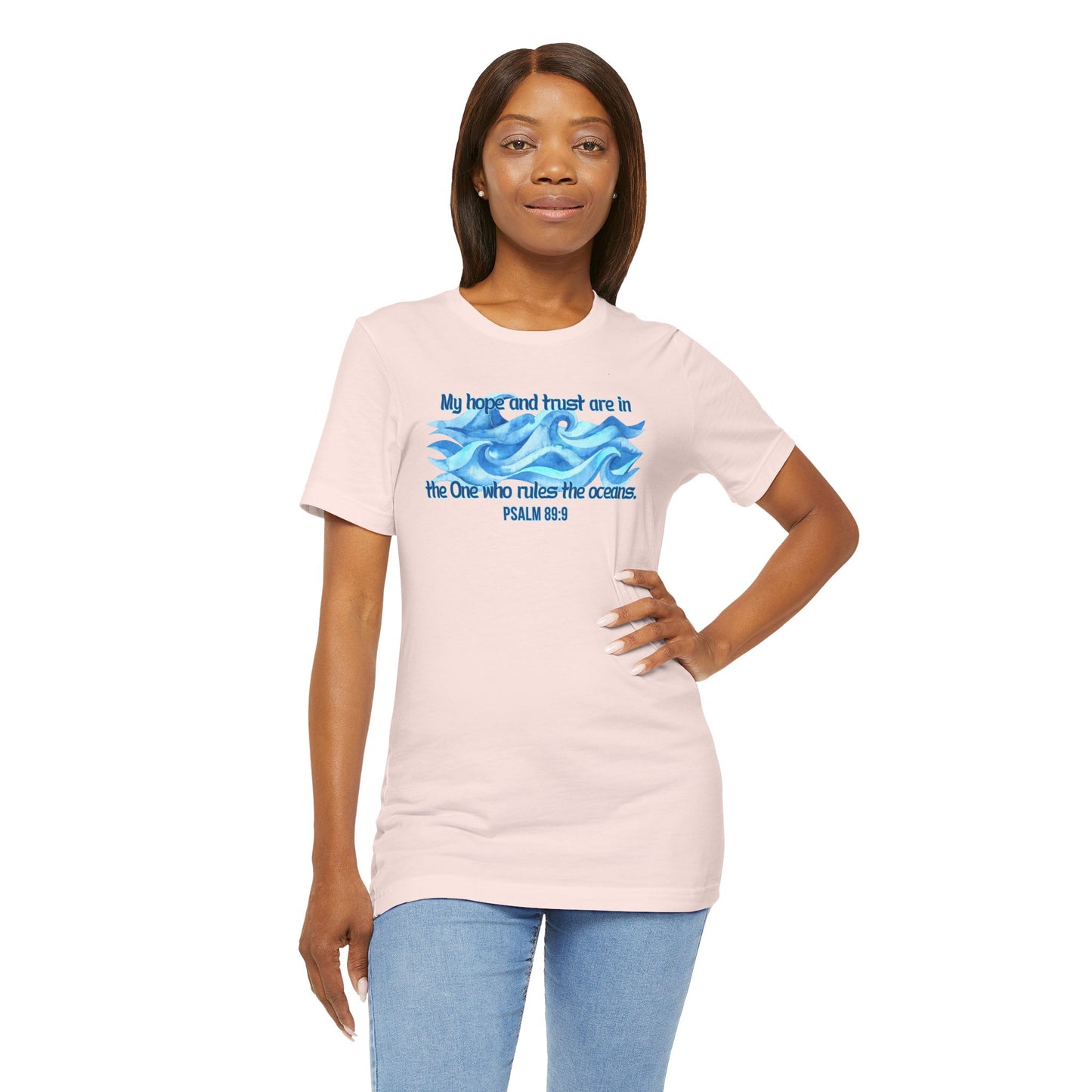 The One Who Rules the Oceans Bella Canvas T-Shirt | Psalm 89:9 Scripture Art Unisex Tee