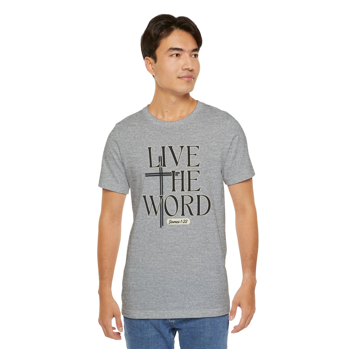 Live the Word Men's T-Shirt | James 1:22 Cross-Centered Edition
