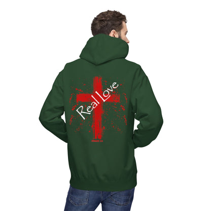 Romans 5:8 “Real Love” Christian Cross Hoodie